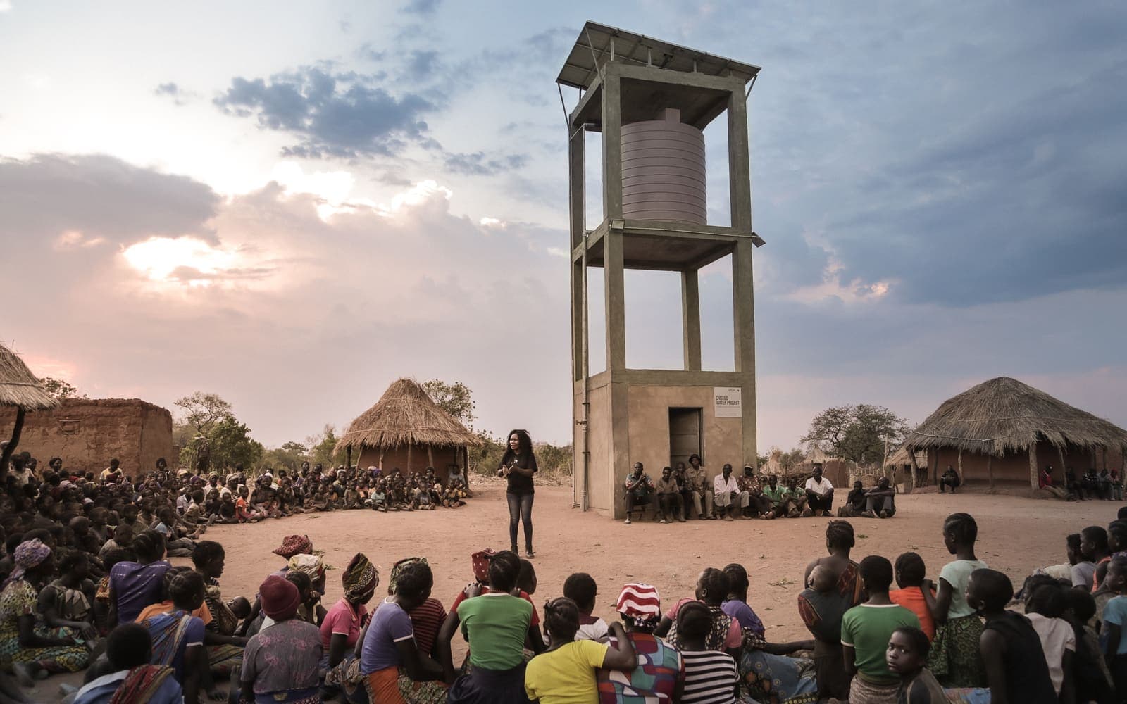 Solar-powered clean water infrastructure serving a community