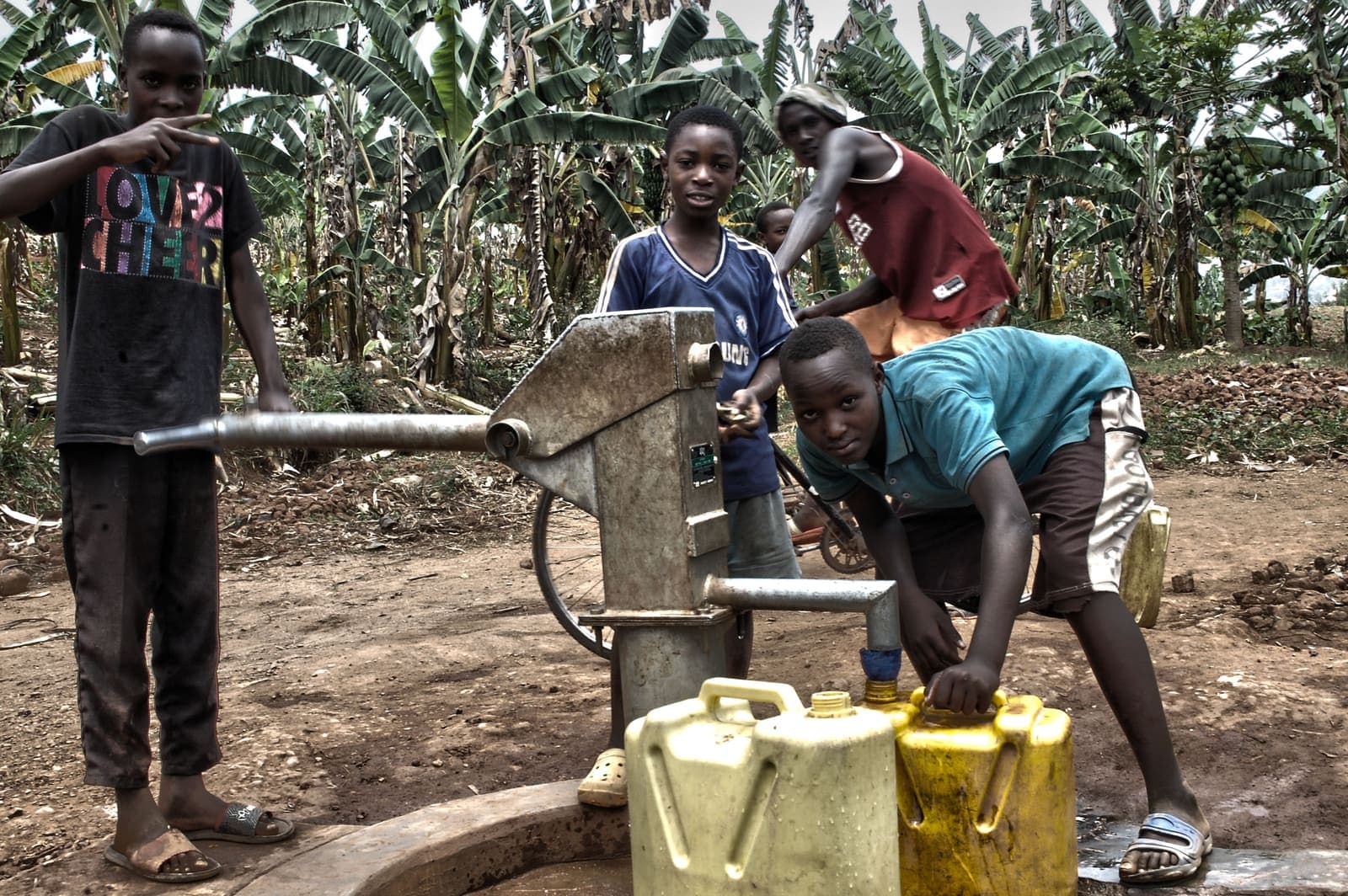 A community water pump in a village